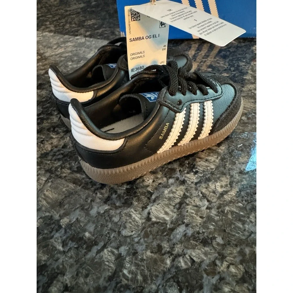 Toddler's Adidas Samba OG EL I CBlack/FTWWHT/GUM5 (IE3680) Size 5k NWB
